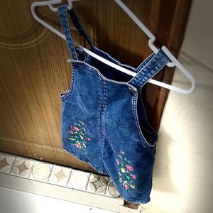 BLUE Denim Cut-Out Dress For Girls