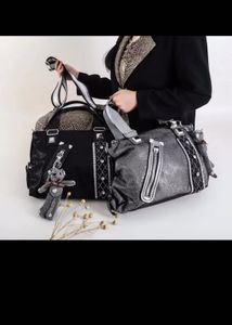 Rare Metallic Silver &amp; Black Tote Bag