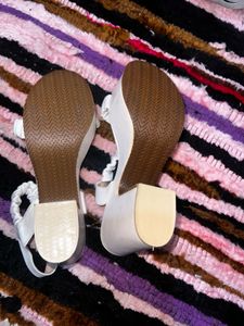 White Ruffle Detail Sandals