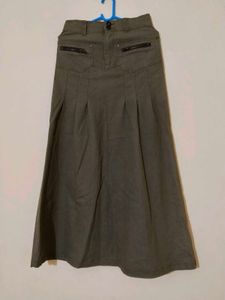 DARK  OLIVE  DENIM  SKIRT