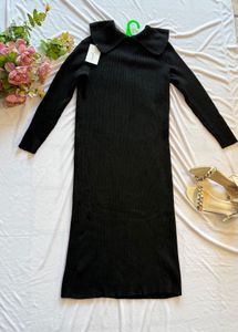 Black Knit Midi Dress