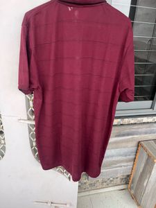 Maroon Striped Polo Shirt