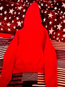 Red Lace-Up Hoodie