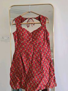 Red Printed Cotton Kurti