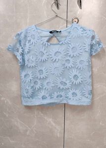 Blue Floral Crop Top