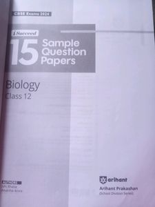 Class 12th, Arihant Biology Sample Paper