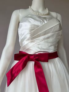 White Short Gown With Red Bow Tie