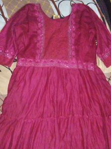 Maroon Embroidered Kurta