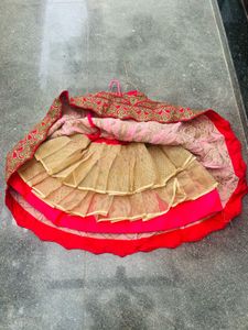Pink &amp; Gold Embroidered Bridal Lehenga