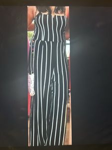 Imported Bershka Jumpsuit Black White Stripe