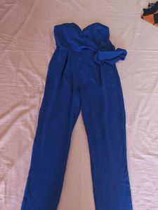 Blue Strapless Jumpsuit