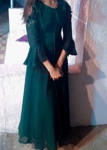 Dark Green Long Anarkali Gown For Women