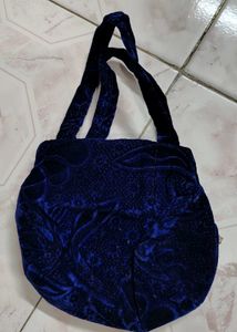 Royal Blue Velvet Handbag
