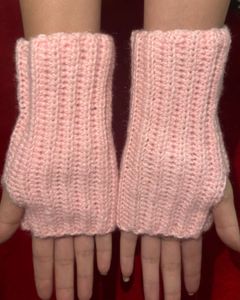 Pink Knitted Wrist Warmers