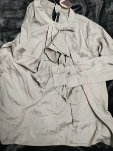 Grey Color Shirt Style Top