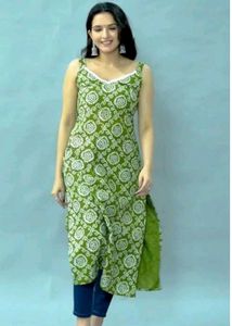 Green Printed Kurta