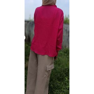 Pink Collared Button-Up Shirt