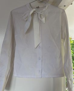 White Bow Tie Blouse