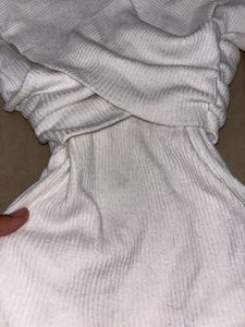 off shoulder White Long Sleeve Top