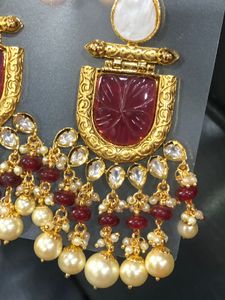 Statement Earrings: Gold, Ruby, and Pearl