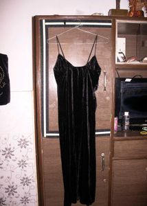 Elegant Black Velvet Slip Dress