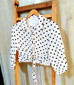 Polica Dot Print Crop Shirt Size-28-30