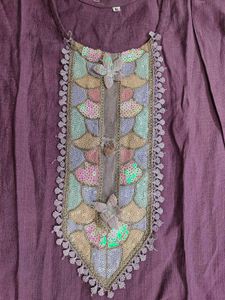 Purple Embroidered Kurta Set