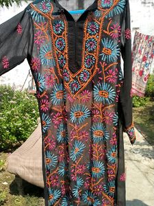 Black Chikan Kurta Coins Me
