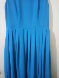 Blue Sleeveless Fit &amp; Flare Dress