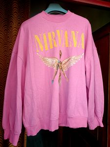 H&amp;M Oversized Pink Nirvana Sweatshirt