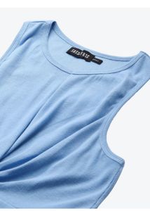 Sassafas Sky Blue Front Knot Crop Top