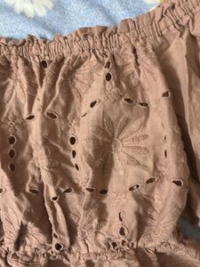 Off-Shoulder Eyelet Top