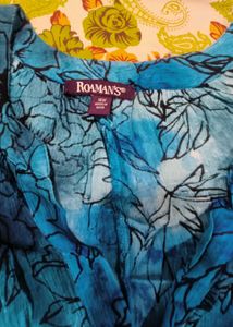 Floral Print Blue Long Shirt