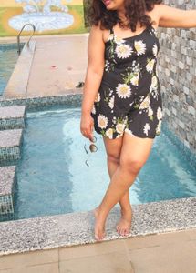 Black Floral Romper