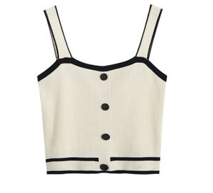 Ribbed Knit Button-Front Tank