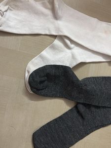 Knee High Socks - Grey &amp; White