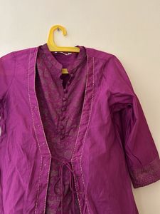 Max Purple Colour Kurtha With Jacket