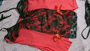 Black Lace Babydoll Lingerie Set Of 2