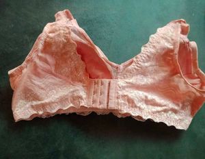 Peach Lace Bra N Panty Set.
