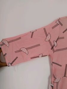 Pink Coloured Cotton Frock Like Kurti