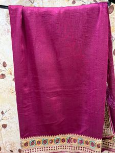Beautiful Wine Color Saree With Blouse