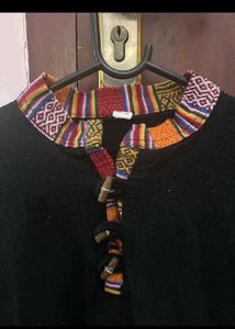 Black Long Sleeve Ethnic Nepali Kurta