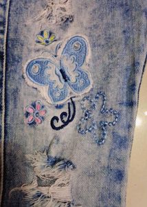 Girls Embroidered Denim Jeans