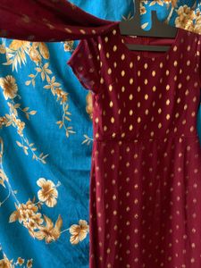 Maroon &amp; Gold Kurta Set