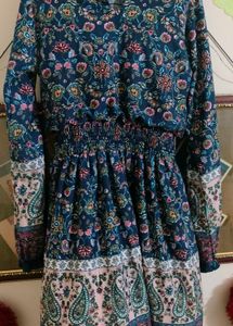 Floral &amp; Paisley Print Smocked Dress