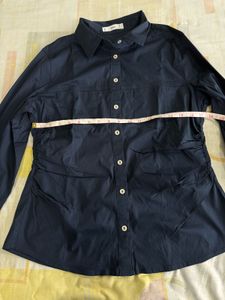 Original Mango Navy Blue Button-Down Shirt