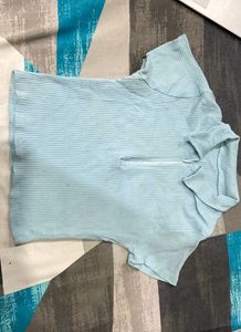 Light Blue Ribbed Polo