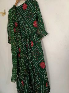 Green Bandhani Kurta Set