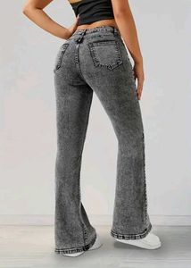 Flared Gray Denim Jeans