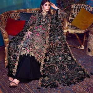 Beautiful Black Floral Semistich Dress Material